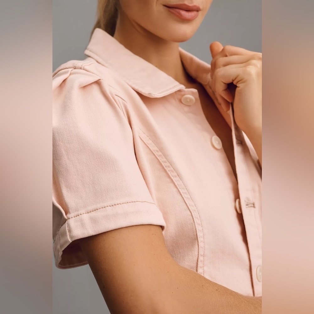 New with tags Anthropologie Kit Utility romper by Pilcro in pink - Picture 2 of 4